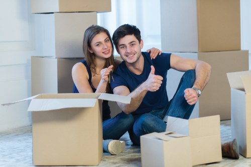 Packed household items prepared for short-term storage in Keston