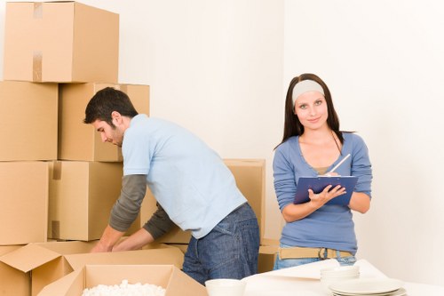 Office relocation equipment being packed for Keston removals