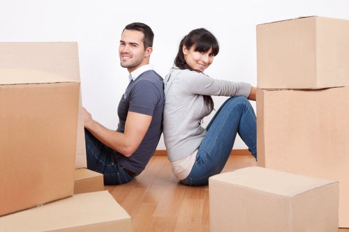 Busy property move with boxes and storage planning